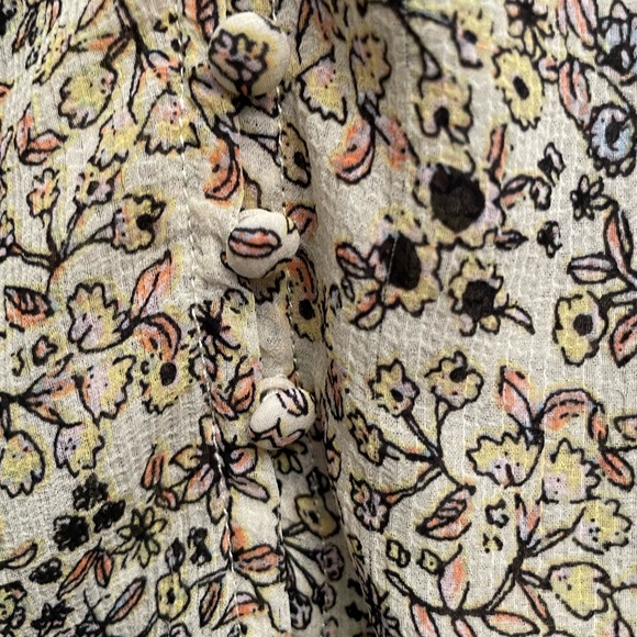Free People Cream and Black Floral Blouse - Picture 2 of 12